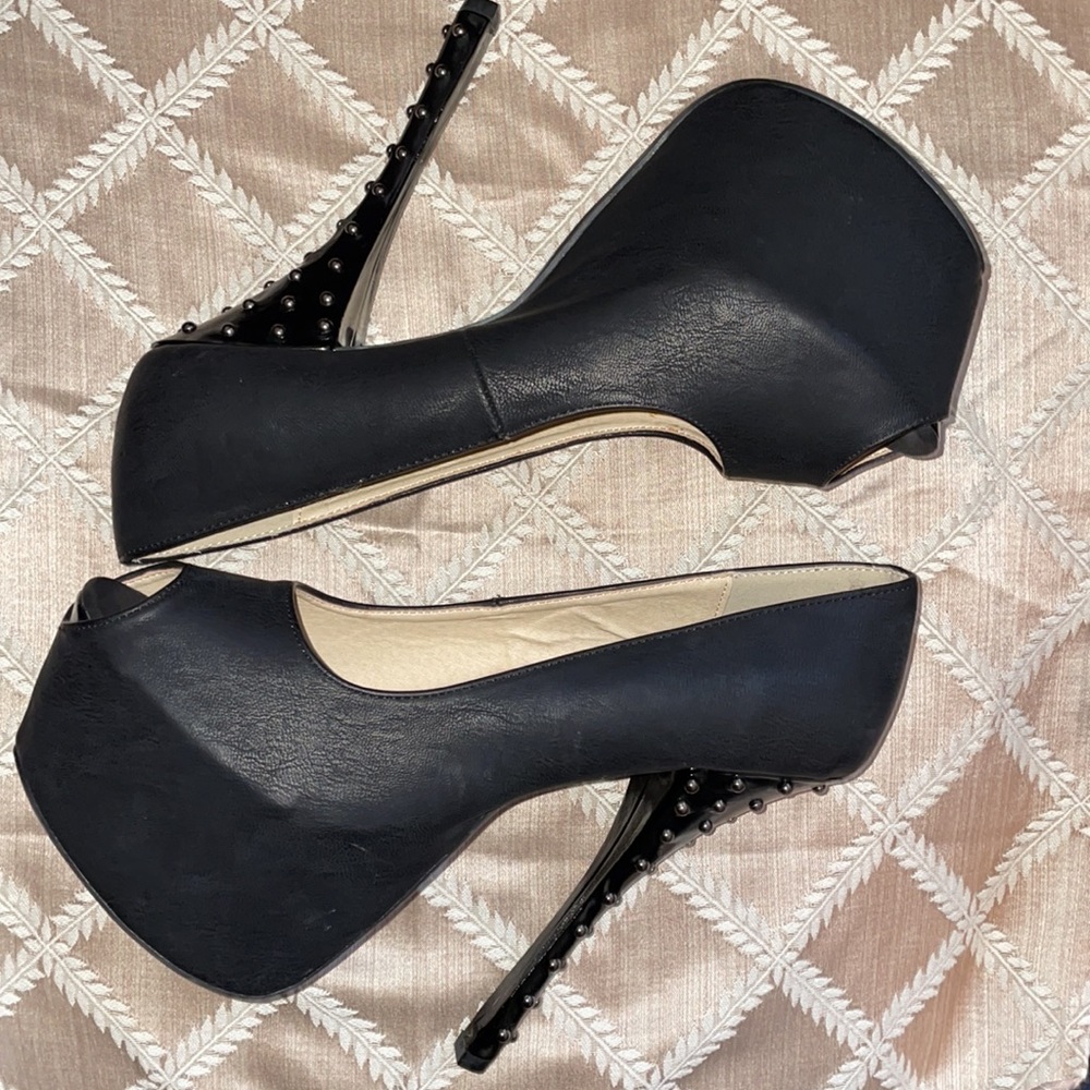 Black beaded heels